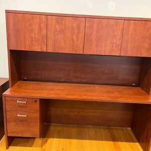 Wooden Office Desk with Hutch